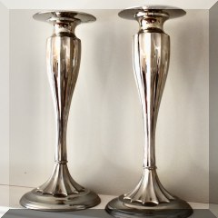 D32. Pair of tall metal Global Views candlesticks. 16”h - $85 